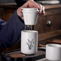 Outdoor travel kung fu tea set coarse pottery tea cup portable fast guest Cup Japanese ceramic office small pot tea set