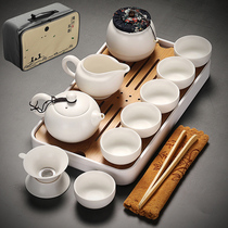 Ding kiln portable travel ceramic kung fu tea set tea tray set a pot of six cups portable car outdoor bubble teapot