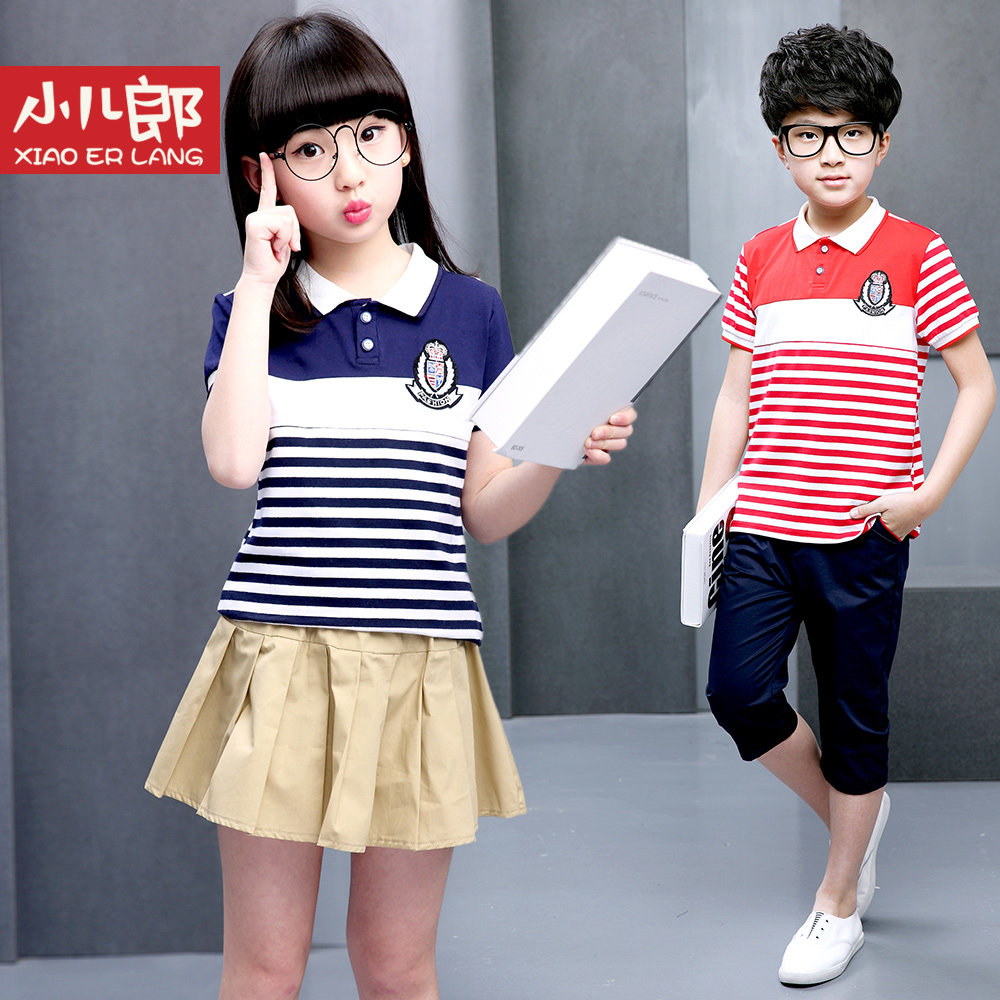 小学生校服套装夏季中大小童班服三四五年级英伦风短袖休闲两件套