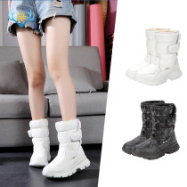 Womens snow boots plus velvet plain simple All Black all white camouflage simple cross-border one-piece wholesale
