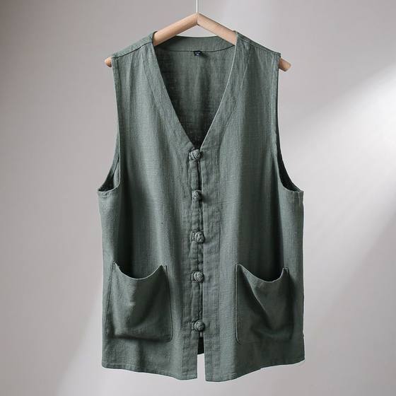 Cotton and linen breathable summer men's Chinese style retro buckle-neck loose vest vest jacket old man sweat shirt full cotton
Cotton and linen breathable summer men's Chinese style retro buckle-neck loose vest vest jacket old man sweat shirt full cotton