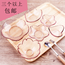 Export Japanese cuisine small plate Cherry blossom seasoning plate Glass bowl Pink snack sauce vinegar plate Creative tableware