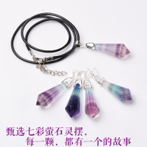 Natural crystal stone fluorite spirit pendulum lovers pendant original necklace rainbow stone pendant creative gift