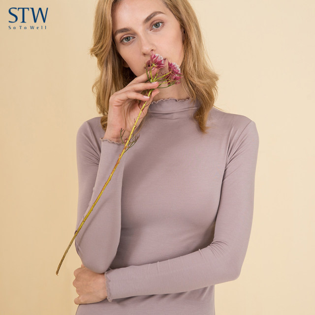 STW thermal tops women's modal bottoming shirts seamless turtleneck underwear cotton sweaters winter long-sleeved close-fitting ເສື້ອຜ້າດູໃບໄມ້ລົ່ນ