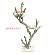 Customized luxury pet toys cat climbing frame lychee branches solid wood furniture landscaping artwork dense kangaroo climbing frame