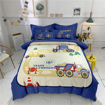 Cotton cartoon four-piece set bedding Cotton boy crib single quilt cover Fitted sheet three 4-piece set 3 girls