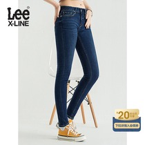 LeeXLINE 400 medium waist narrow feet blue womens jeans show thin L124004EXAYX