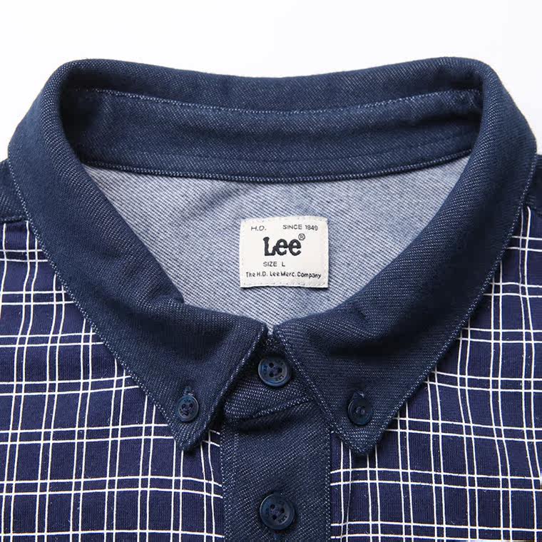 【2015春夏新品】Lee专柜正品 男士深蓝印花翻领T恤|L14173866S95