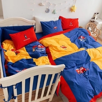Korea ins children cotton wool three-piece set cute embroidery car boys and girls parent-child cotton quilt cover 1 2