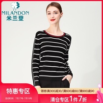 Miranda middle-aged mother outfit 2021 new knitted top womens casual striped short-sleeved sweater