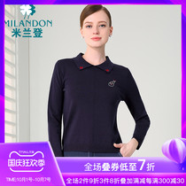 Milandon middle-aged and elderly mothers POLO collar pullover long sleeve knitwear fashion autumn foreign coat sweater