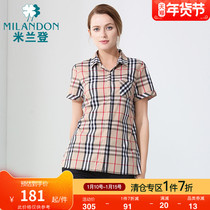 Milandon new middle-aged shirt female mother summer jacket foreign style plaid short sleeve shirt WK230001