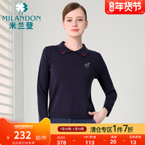 Milandon middle-aged and elderly mothers POLO collar pullover long sleeve knitwear fashion autumn foreign coat sweater