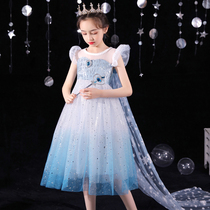 Spring and summer 2021 new girl princess dress Frozen Aisha dress short sleeve childrens holiday dress