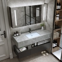 Light luxury Rock board bathroom cabinet combination mirror cabinet set modern simple bathroom hand wash basin wash table mirror cabinet
