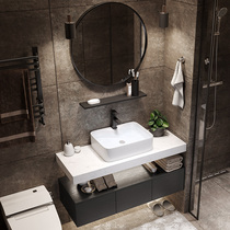 Marble bathroom cabinet combination hand wash basin modern simple small apartment toilet light luxury wash table set