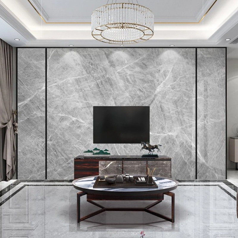 3d电视背景墙壁纸灰色大理石纹墙纸客厅沙发影视壁画无缝自粘墙布