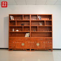 Old elm paint-free new Chinese Zen bookshelf combination solid wood bookcase storage cabinet storage shelf furniture custom