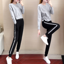 2022 Autumn New Casual Set Women's Korean Style Zipper Sweatshirt Sports Running Slim Yoga Clothes Two-piece Set