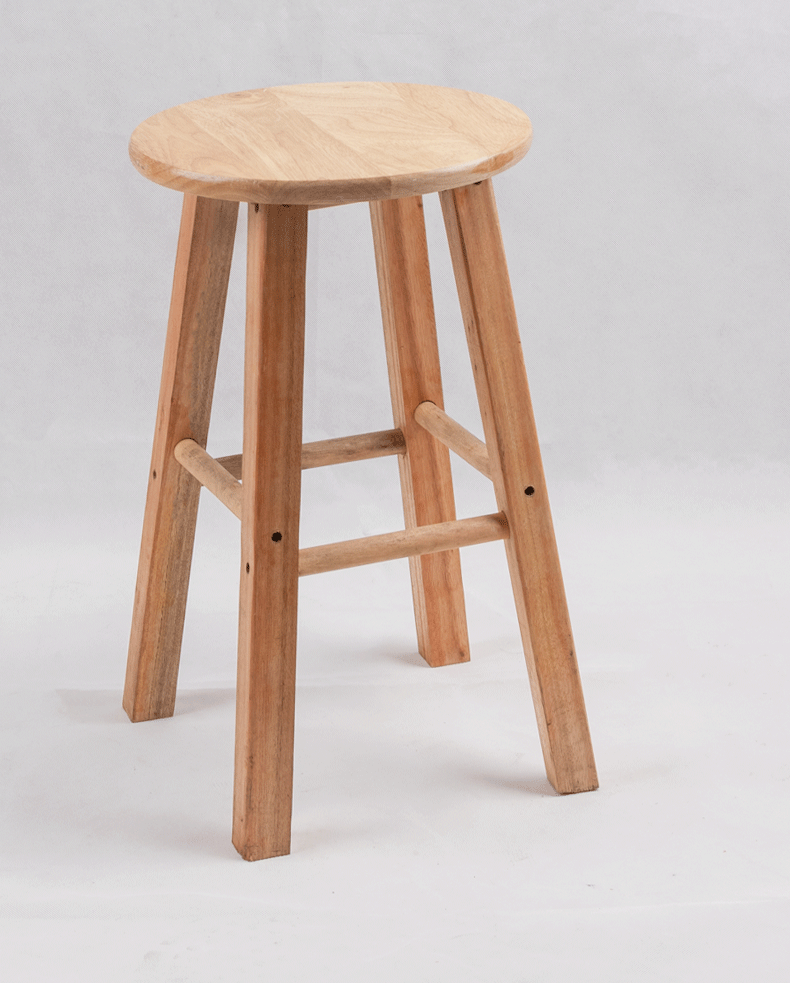 简约小木凳家用中式高凳木凳现代木板凳木凳子实圆凳高脚浴室吧台