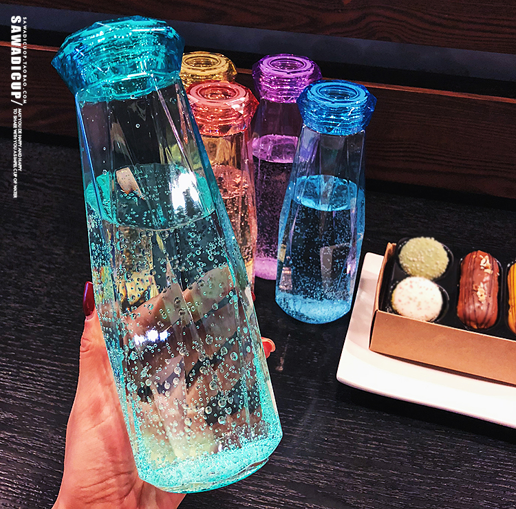 xv【網紅爆款】鑽石水杯創意玻璃杯情侶個性便攜水杯子2個更優惠