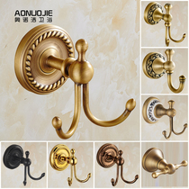 Punch-free all copper antique coat hook European retro clothes hook bathroom adhesive hook hook hook hook Wall