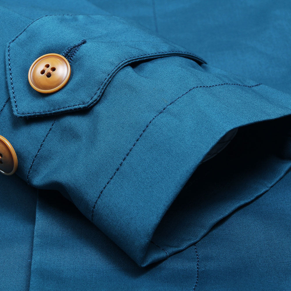 马克华菲 春新款 湖蓝中长款休闲风衣男 简约精致外套