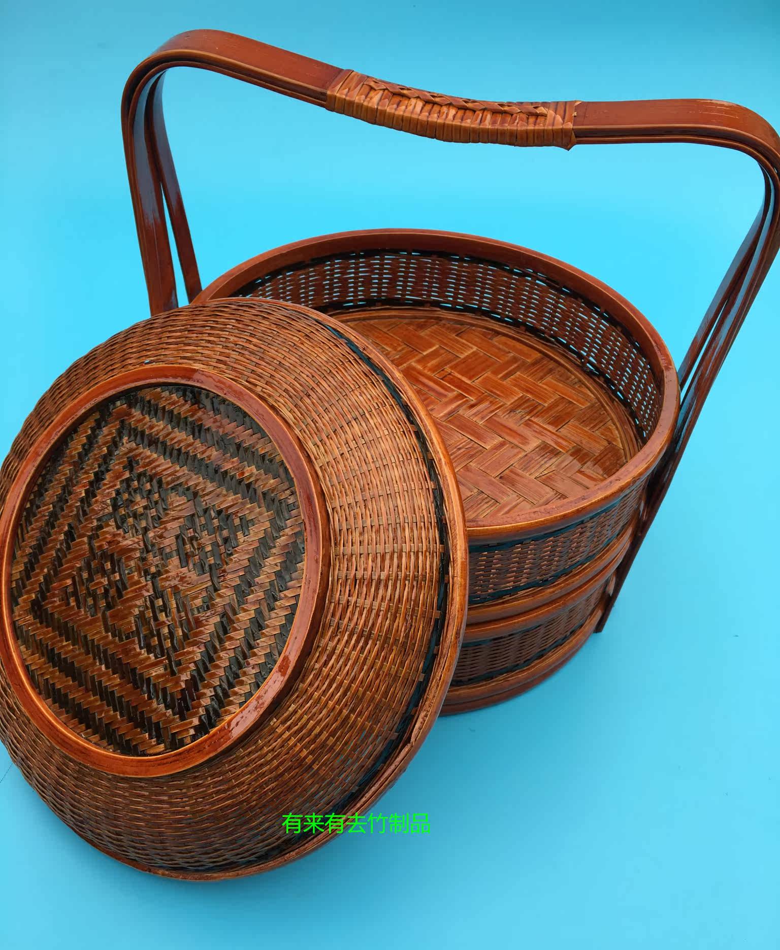 三层莲蓬花圆形送餐篮 *外圆29.