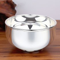 Glossy Silver Bowl 999 Silver Cutlery Double Insulation Mirror Polished Glossy Finish Silver Bowl Adult Kid Snowflake Silver Cutlery