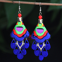 Yunnan ethnic style style handmade earrings earrings classical retro silk thread jewelry special bride decoration embroidery