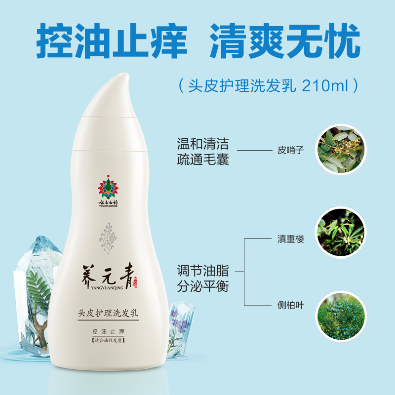 会员优惠款 云南白药养元青 控油止痒洗发水三瓶 210ml+65ml/瓶产品展示图2