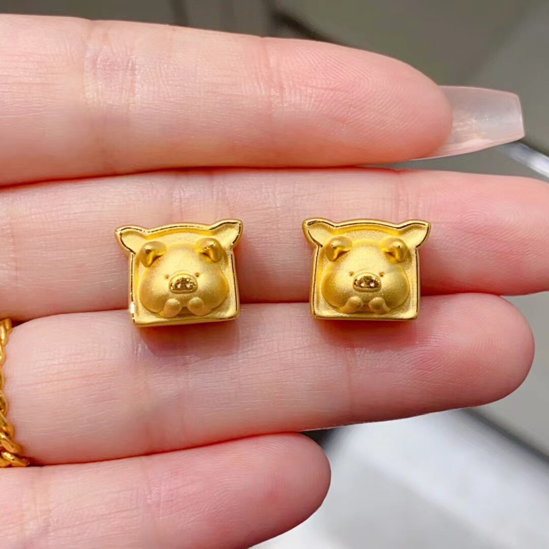 谜诗珠宝黄金吐司面包猪手串足金999面包小猪猪转运珠生肖猪串珠
