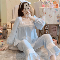Pajamas female spring and autumn ins style Korean version of cotton gauze can be worn in two sets of princess style winter suit home clothes