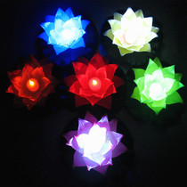 Mid-Autumn Festival for Buddha blessing LED candle silk cloth Lotus Lotus Lantern water lamp River lamp wishing lamp