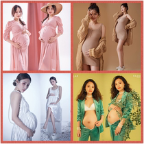 New photo studio sexy pregnant woman Photo costume pearl slip skirt pregnant mommy knitting card photography photo theme