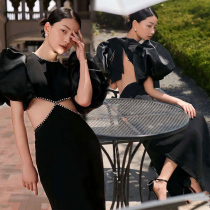 Shadow Building New Fashion Body Heben Black Sexy Evening Dress Bubble Sleeveless Dress Photography Clothing Photo Costumes