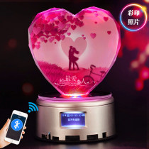 Crystal rotating Bluetooth Music box Music box 520 gift girl birthday gift Children DIY photo customization