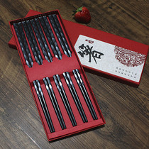 Xingjia kitchen chopsticks 10 pairs of household non-slip mildew alloy chopsticks High temperature resistant Republic of China style family tableware