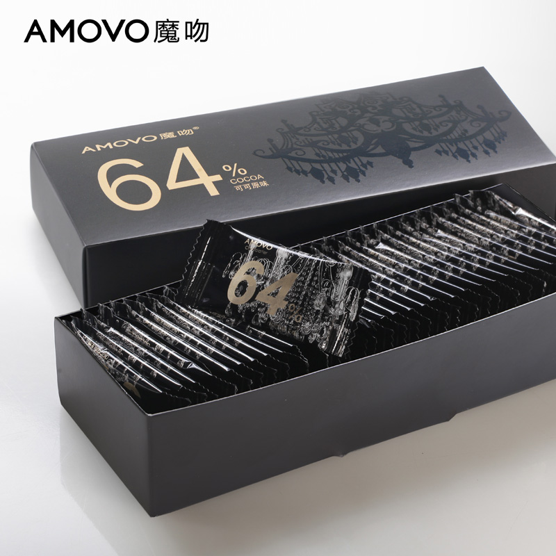 amovo魔吻64%可可考维曲 微苦纯可可脂纯黑巧克力手工休闲零食品产品展示图4