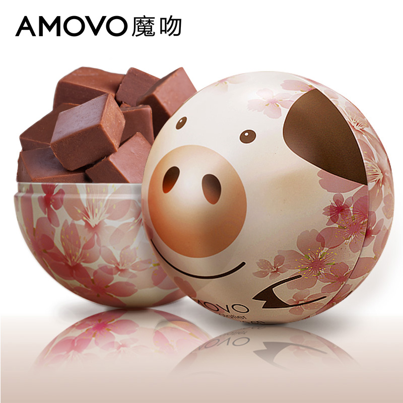 amovo魔吻4口味巧克力礼盒装送女友 创意铁罐粉猪生日情人节礼物产品展示图4