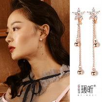 Ear clip female earless sterling silver needle earrings temperament simple sex cold wind long earrings 2021 New Tide