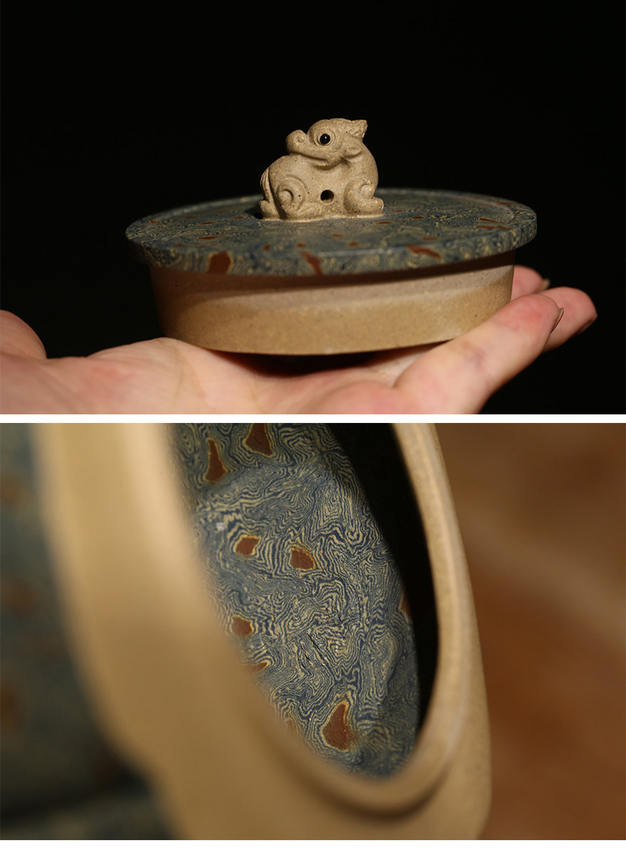国高工【全手工瑞兽壶】原矿本山绿泥绞泥 宜兴紫砂壶 附执壶照