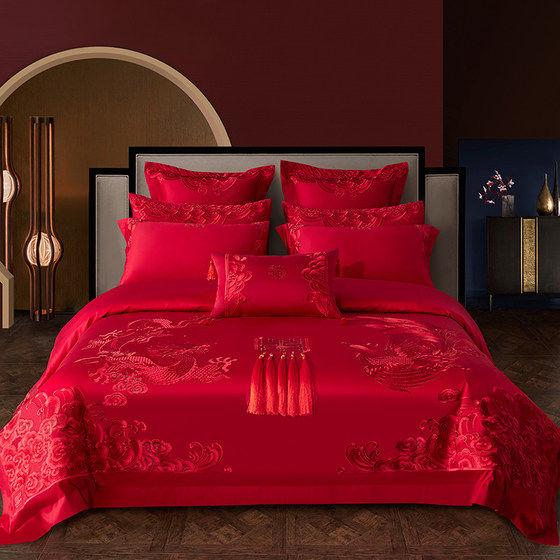 140s full cotton wedding forty-sixty pieces set of embroidery dragon and phoenix wedding bedding big red quilt wedding wedding
140s full cotton wedding forty-sixty pieces set of embroidery dragon and phoenix wedding bedding big red quilt wedding wedding