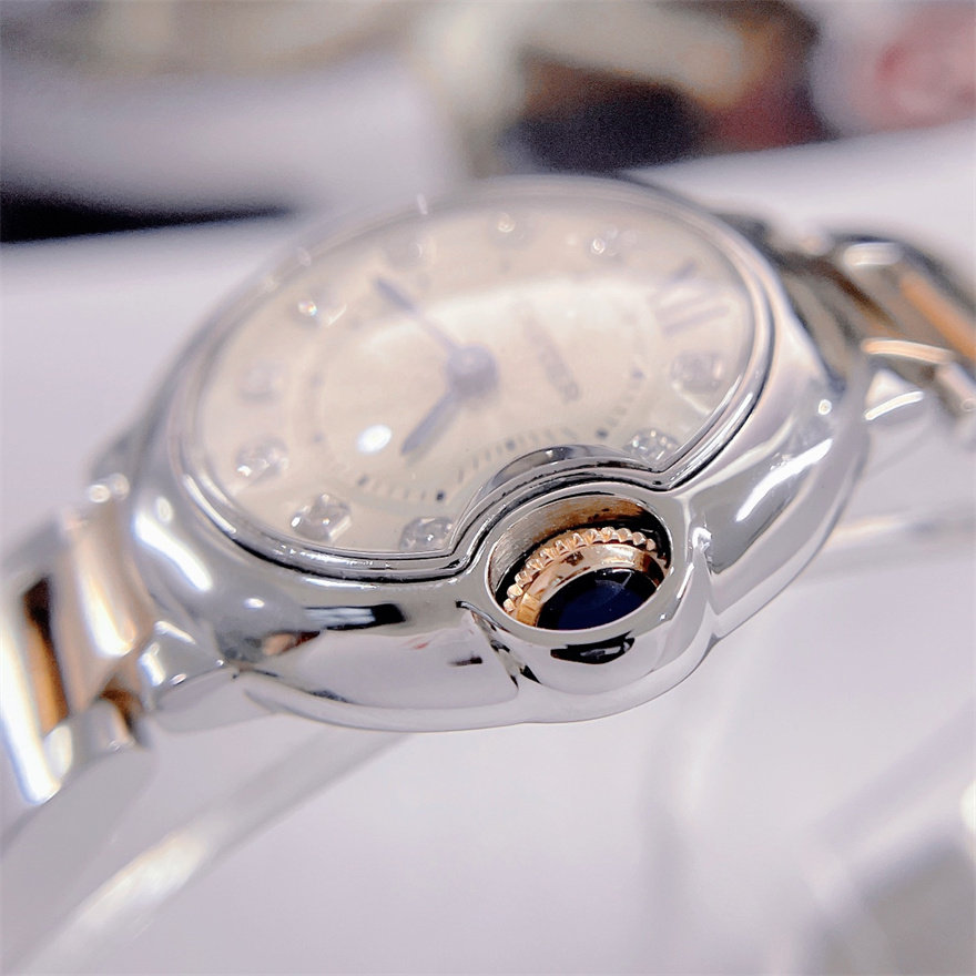 一口价[9.8新]卡地亚女表蓝气球18k镶钻石英手表女士正品we902030