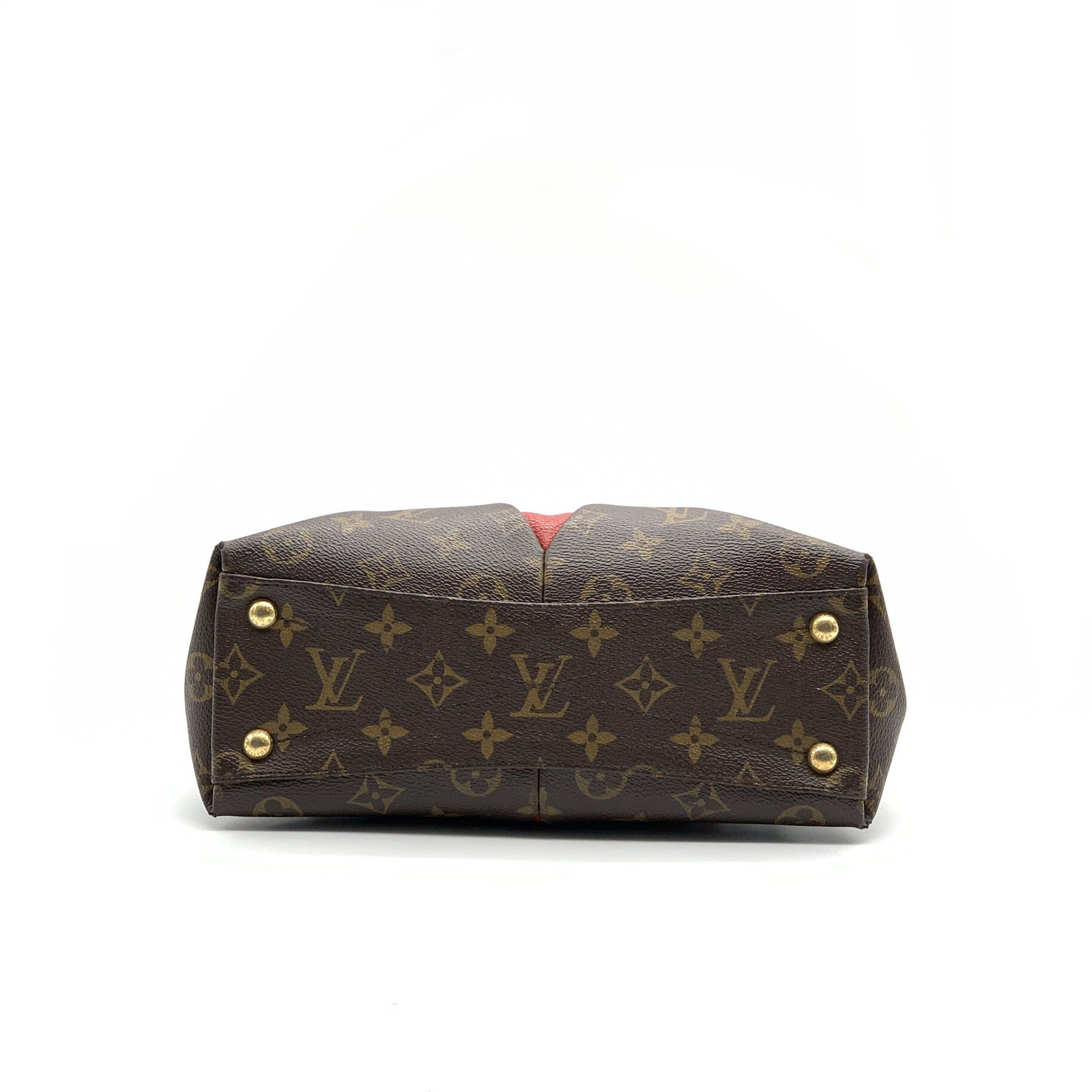 [9.7新]lv路易威登v tote系列老花拼皮红色单肩斜挎手提女包正品