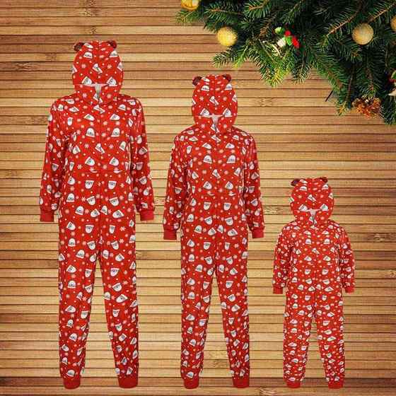 European and American Christmas hot-selling parent-child outfits, fashionable hooded Santa Claus printed jumpsuits, Christmas home outfits
European and American Christmas hot-selling parent-child outfits, fashionable hooded Santa Claus printed jumpsuits, Christmas home outfits