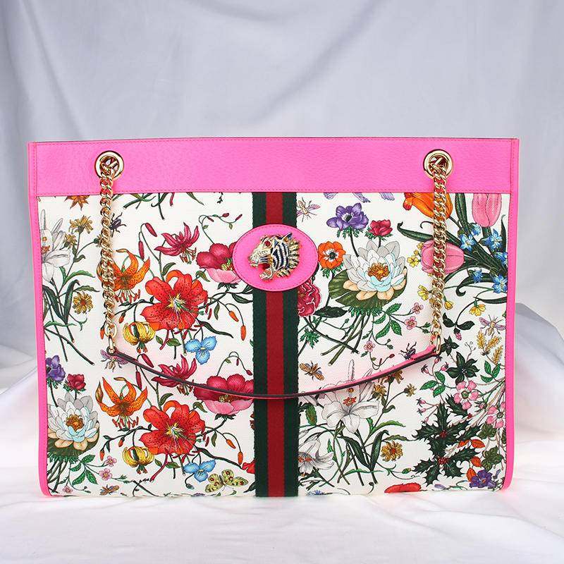 [9.8新]古驰/gucci单肩包女包帆布包拼皮rajah系列公价18500