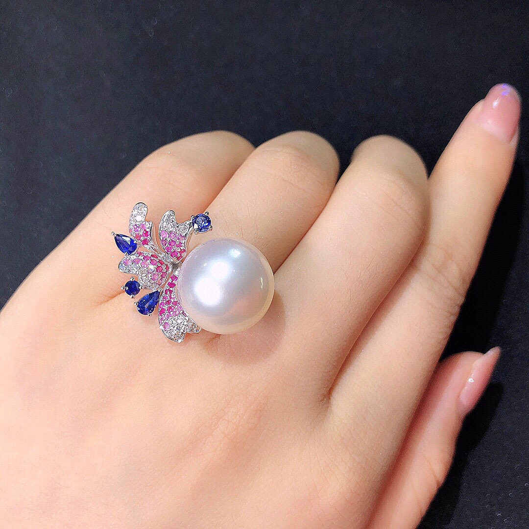 直径15mm珍珠戒指18k金15564