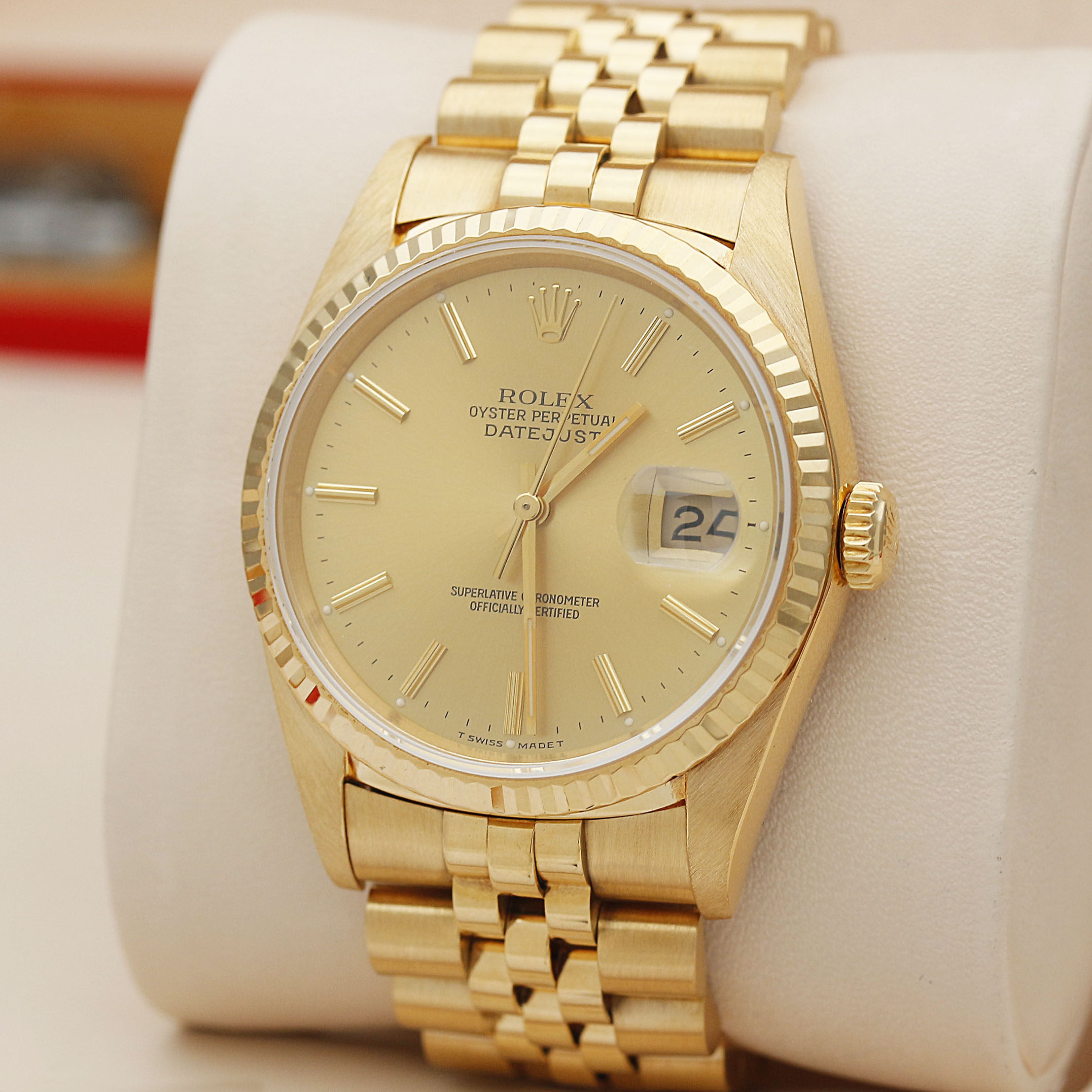 正品捡漏[9.8新]劳力士日志型18k黄金16238自动机械手表男表36mm