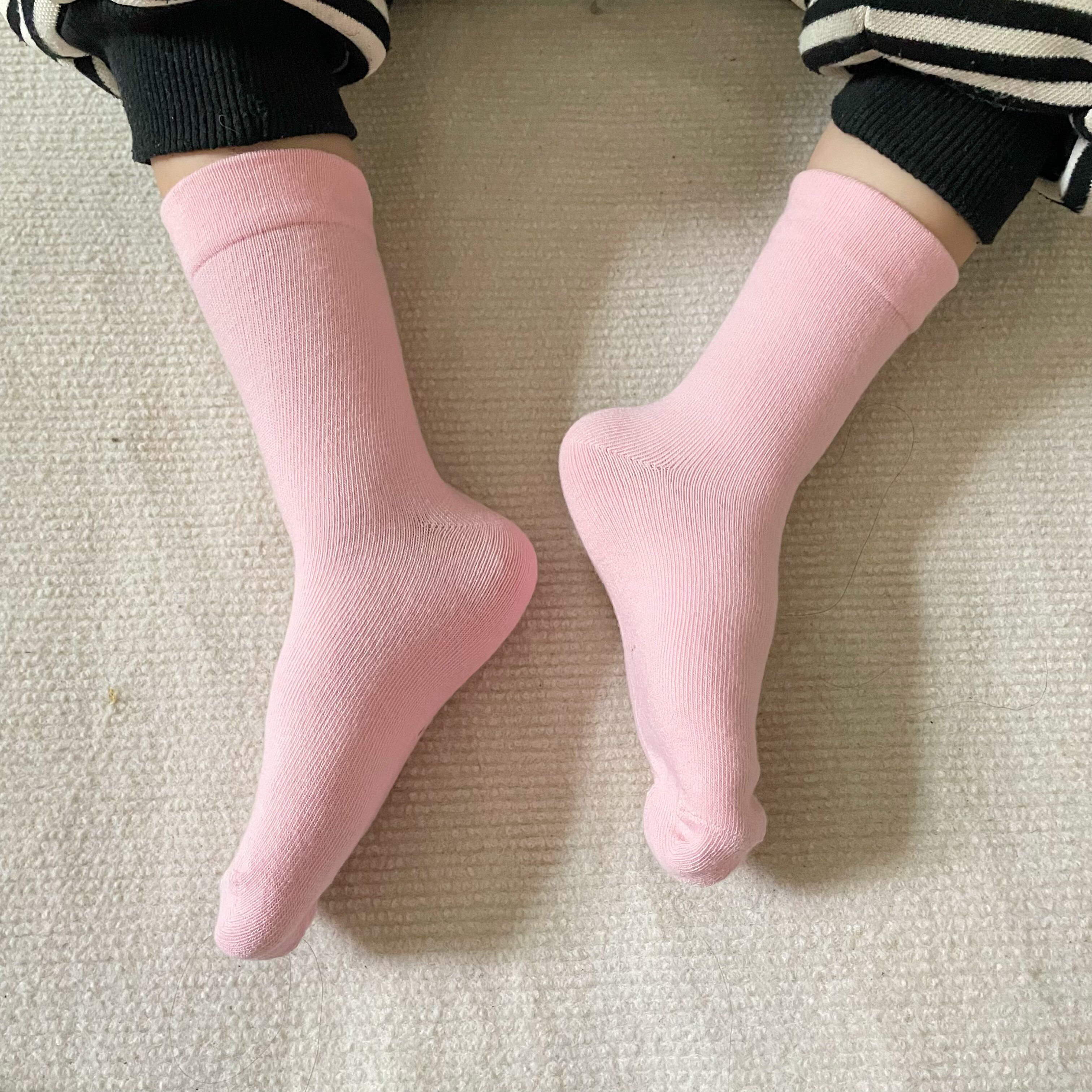 女童袜子春秋纯棉洋气小女孩棉袜纯色学生短袜洛丽塔公主风宝宝袜
